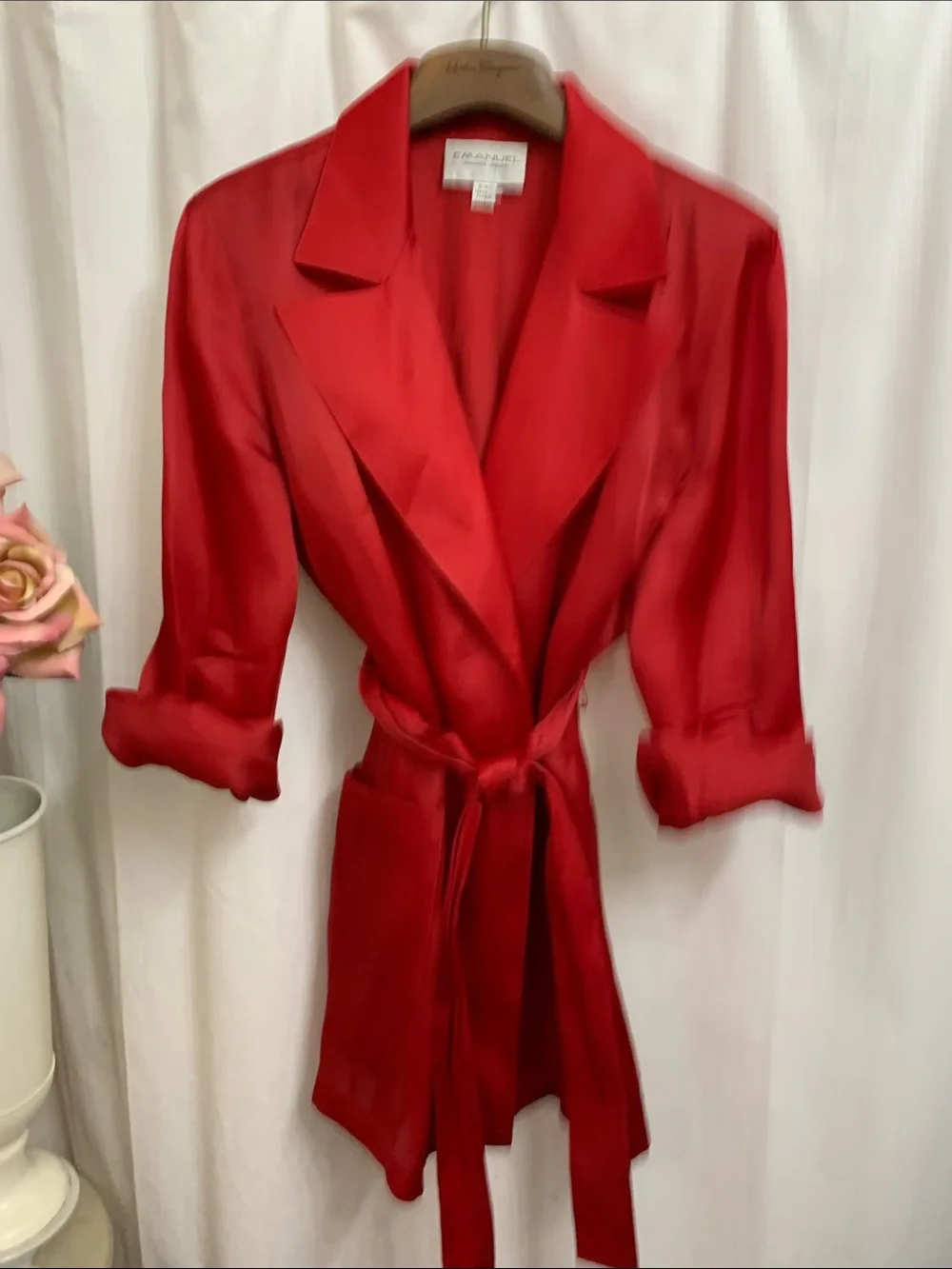 Emanuel Ungaro Silk Vintage Dinner Jacket Red Designer lightweight RARE